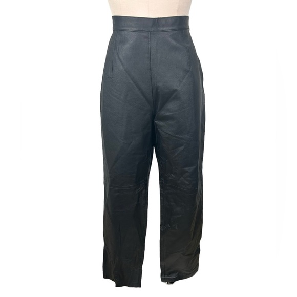Timothy Daniels Vintage Straight Leg High Rise Leather Pants - Picture 1 of 11